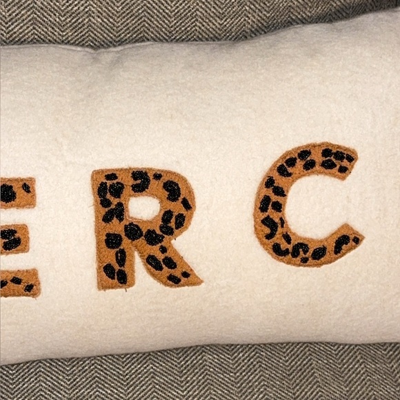 Anthropologie Home Accent Wool Pillow Merci 12”X27” - Picture 4 of 15